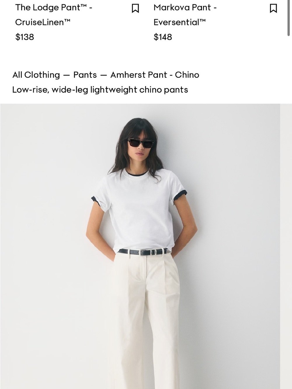 Aritzia Cream Wide-Leg Chino Trousers